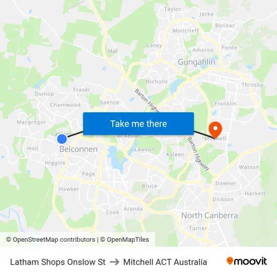 Latham Shops Onslow St to Mitchell ACT Australia map