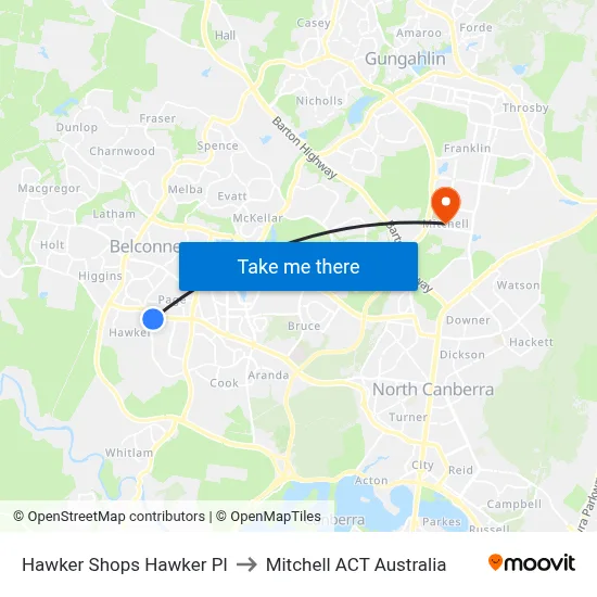Hawker Shops Hawker Pl to Mitchell ACT Australia map