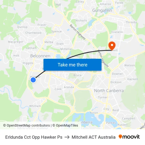 Erldunda Cct Opp Hawker Ps to Mitchell ACT Australia map