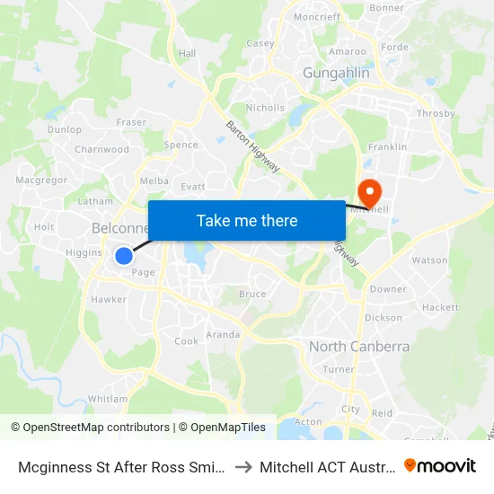 Mcginness St After Ross Smith Cr to Mitchell ACT Australia map