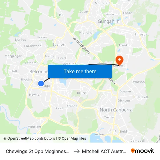 Chewings St Opp Mcginness St to Mitchell ACT Australia map