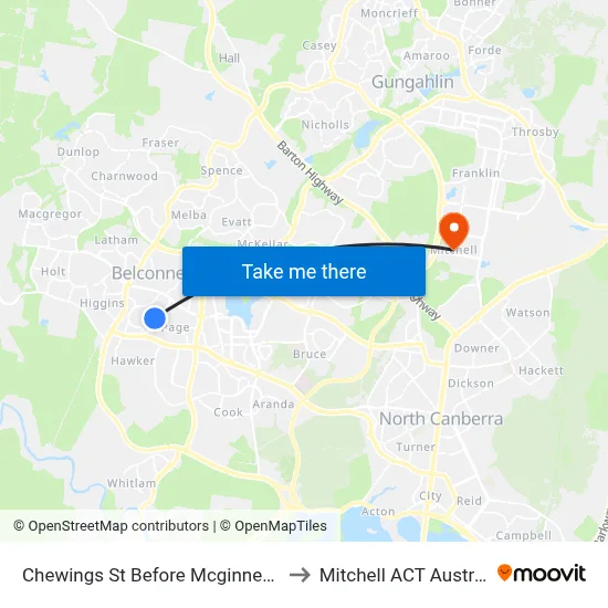 Chewings St Before Mcginness St to Mitchell ACT Australia map