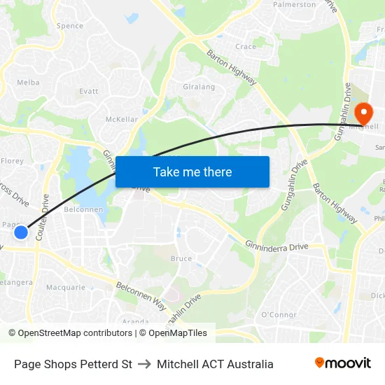 Page Shops Petterd St to Mitchell ACT Australia map