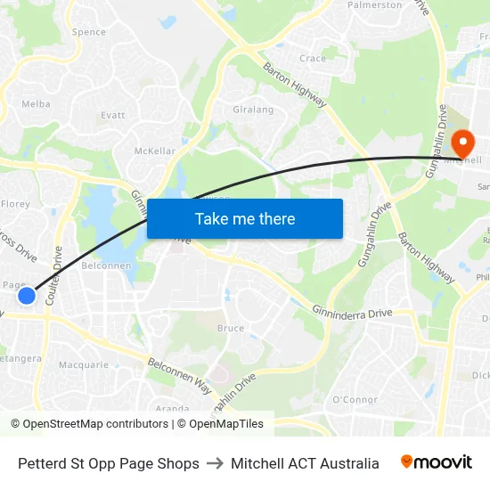 Petterd St Opp Page Shops to Mitchell ACT Australia map