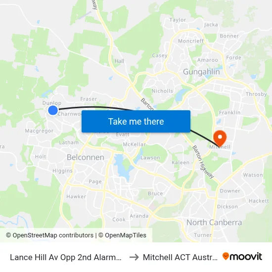 Lance Hill Av Opp 2nd Alarmon Cr to Mitchell ACT Australia map