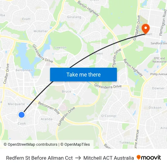Redfern St Before Allman Cct to Mitchell ACT Australia map