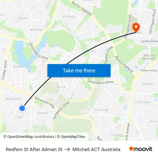 Redfern St After Allman St to Mitchell ACT Australia map