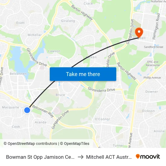Bowman St Opp Jamison Centre to Mitchell ACT Australia map