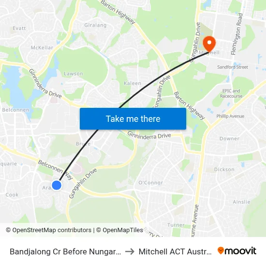 Bandjalong Cr Before Nungara St to Mitchell ACT Australia map