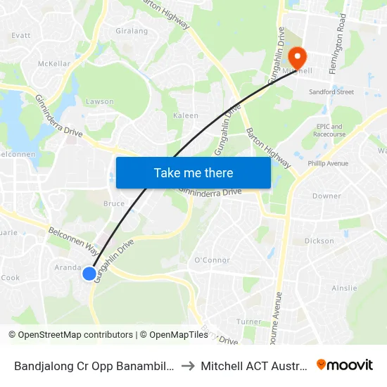 Bandjalong Cr Opp Banambila St to Mitchell ACT Australia map