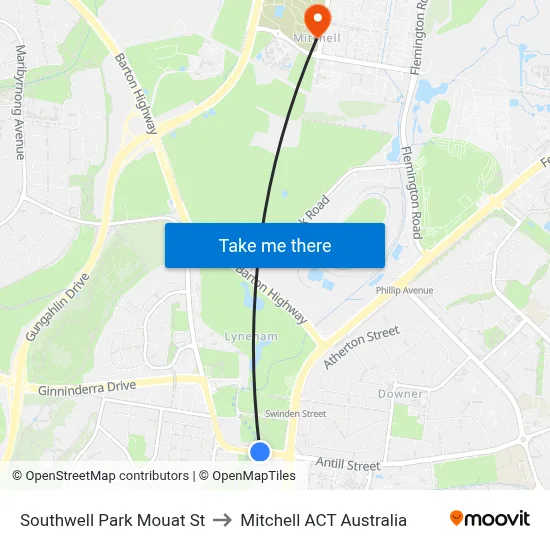 Southwell Park Mouat St to Mitchell ACT Australia map