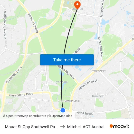 Mouat St Opp Southwell Park to Mitchell ACT Australia map