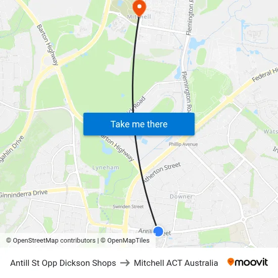 Antill St Opp Dickson Shops to Mitchell ACT Australia map