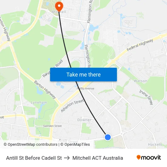 Antill St Before Cadell St to Mitchell ACT Australia map