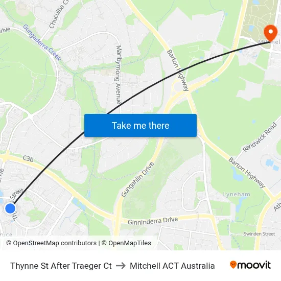 Thynne St After Traeger Ct to Mitchell ACT Australia map