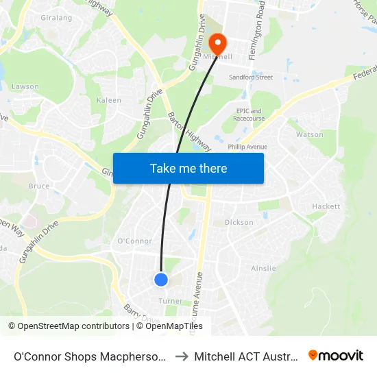 O'Connor Shops Macpherson St to Mitchell ACT Australia map