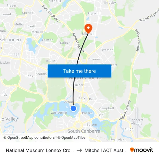 National Museum Lennox Crossing to Mitchell ACT Australia map