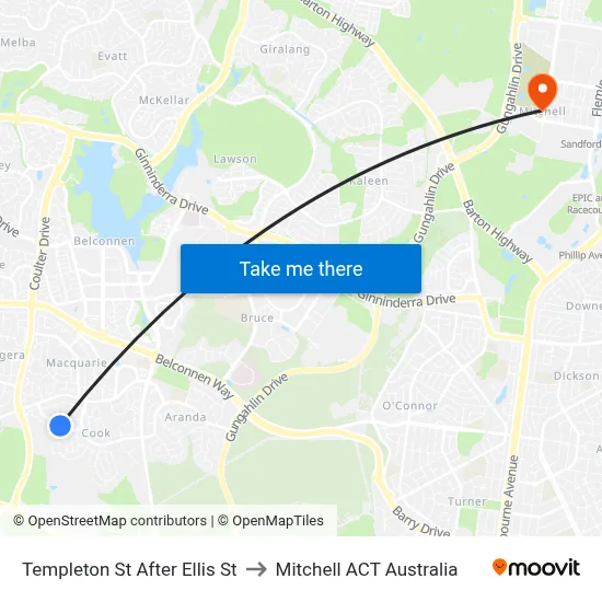 Templeton St After Ellis St to Mitchell ACT Australia map