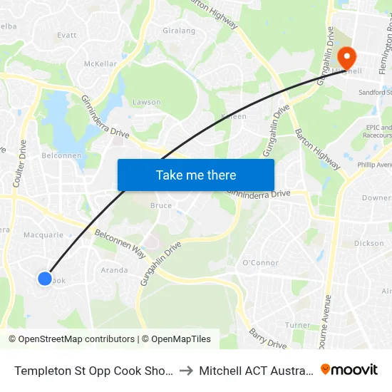 Templeton St Opp Cook Shops to Mitchell ACT Australia map