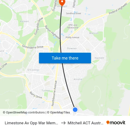 Limestone Av Opp War Memorial to Mitchell ACT Australia map