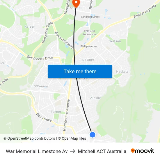 War Memorial Limestone Av to Mitchell ACT Australia map