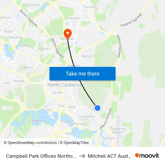 Campbell Park Offices Northcott Dr to Mitchell ACT Australia map