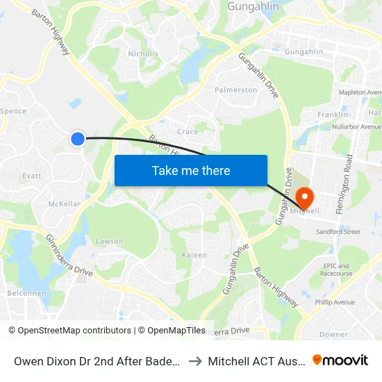 Owen Dixon Dr 2nd After Badenoch Cr to Mitchell ACT Australia map
