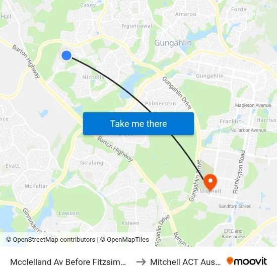 Mcclelland Av Before Fitzsimmons St to Mitchell ACT Australia map