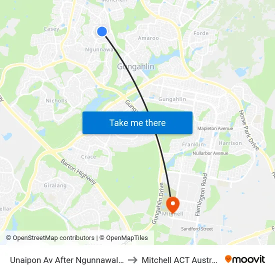 Unaipon Av After Ngunnawal Ps to Mitchell ACT Australia map