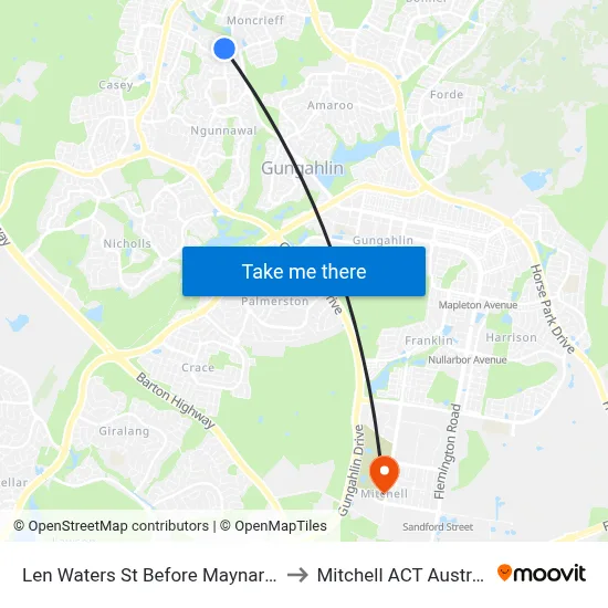 Len Waters St Before Maynard St to Mitchell ACT Australia map