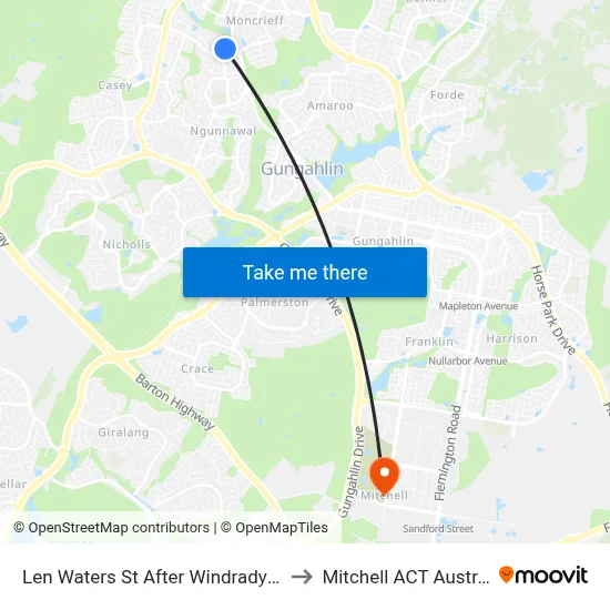 Len Waters St After Windradyne St to Mitchell ACT Australia map
