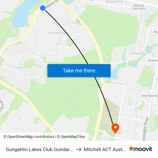 Gungahlin Lakes Club Gundaroo Dr to Mitchell ACT Australia map