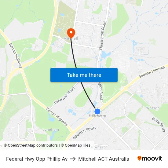 Federal Hwy Opp Phillip Av to Mitchell ACT Australia map