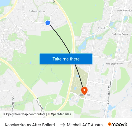 Kosciuszko Av After Bollard St to Mitchell ACT Australia map