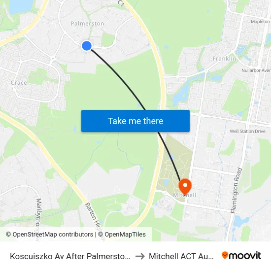 Koscuiszko Av After Palmerston Shops to Mitchell ACT Australia map