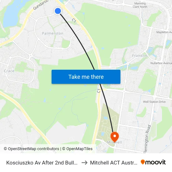 Kosciuszko Av After 2nd Buller Cr to Mitchell ACT Australia map