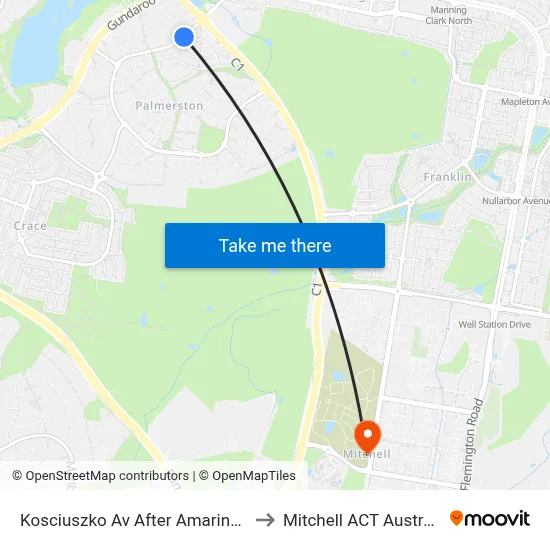 Kosciuszko Av After Amarina St to Mitchell ACT Australia map