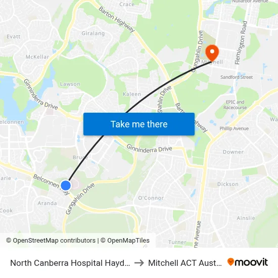 North Canberra Hospital Haydon Dr to Mitchell ACT Australia map