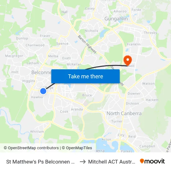 St Matthew's Ps Belconnen Way to Mitchell ACT Australia map