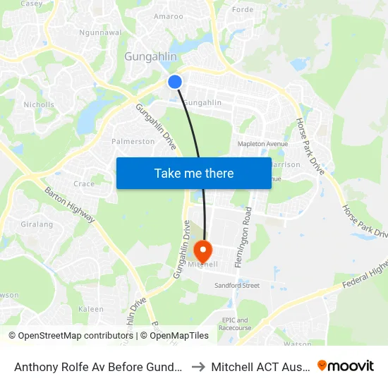 Anthony Rolfe Av Before Gundaroo Rd to Mitchell ACT Australia map