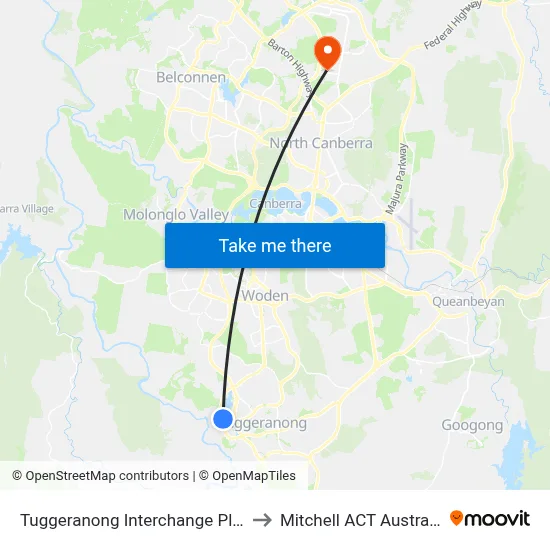 Tuggeranong Interchange Plt 5 to Mitchell ACT Australia map