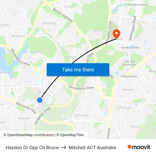 Haydon Dr Opp Cit Bruce to Mitchell ACT Australia map