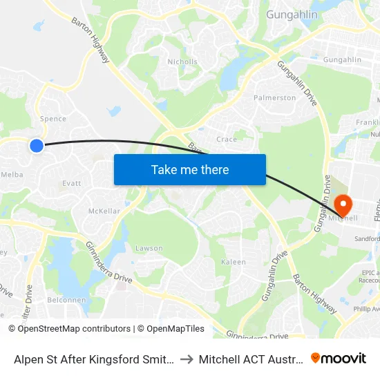 Alpen St After Kingsford Smith Dr to Mitchell ACT Australia map