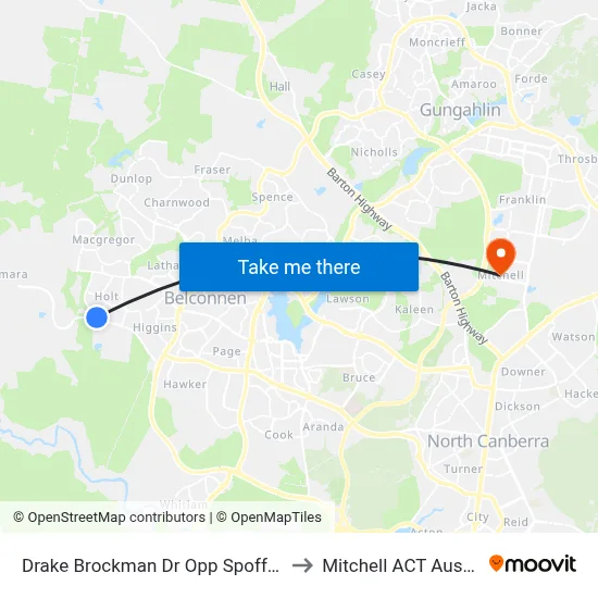 Drake Brockman Dr Opp Spofforth St to Mitchell ACT Australia map