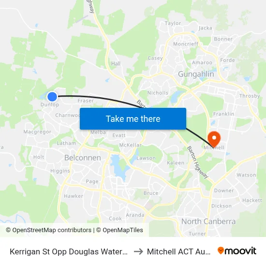 Kerrigan St Opp Douglas Waterhouse Dr to Mitchell ACT Australia map
