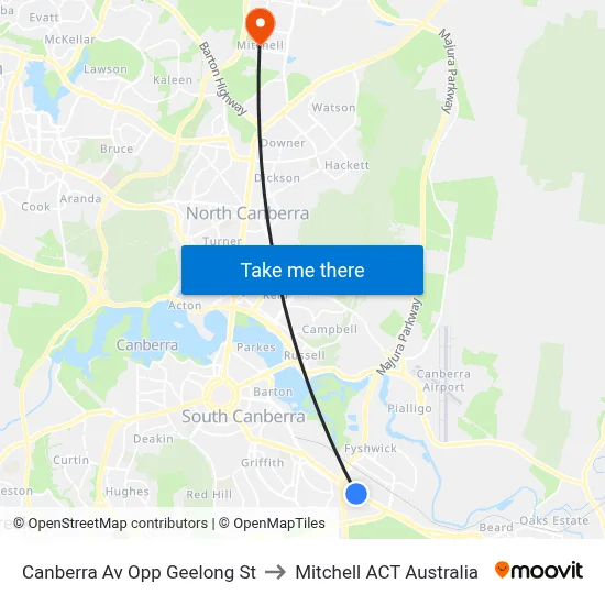 Canberra Av Opp Geelong St to Mitchell ACT Australia map