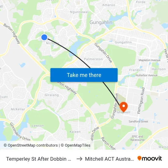 Temperley St After Dobbin Cct to Mitchell ACT Australia map