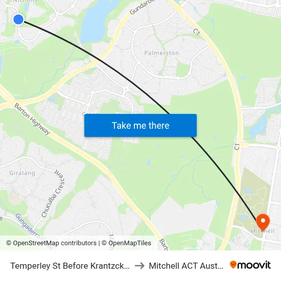 Temperley St Before Krantzcke Cct to Mitchell ACT Australia map