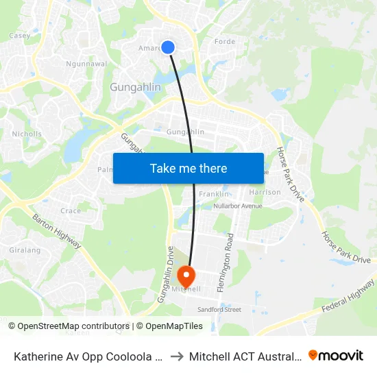 Katherine Av Opp Cooloola St to Mitchell ACT Australia map