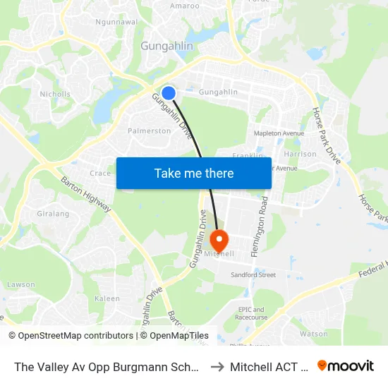 The Valley Av Opp Burgmann School Valley Campus to Mitchell ACT Australia map